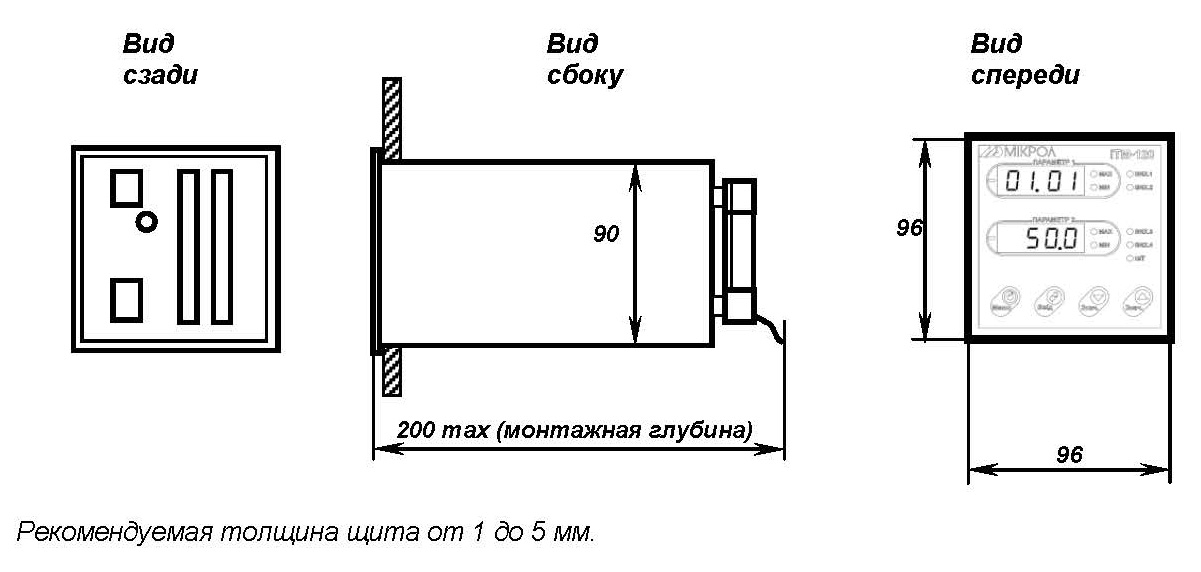 "Габаритные размеры ИТМ-120У"